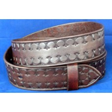 VGP Handmade Leather Belt with Meander Design and Border. Dark Brown 35½" (90cm)